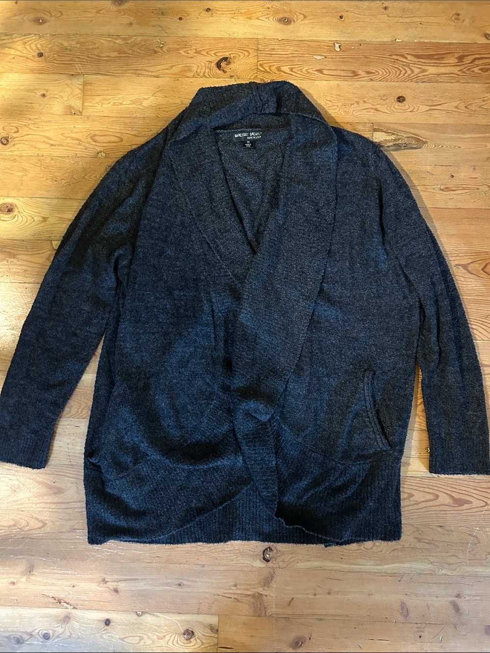 Massimo Dutti Women's Charcoal Shawl-Collar Cardigan